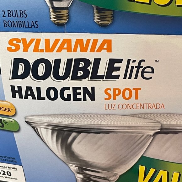 Sylvania Double Life Halogen Spot Light Bulb 2 Pack Open Box 45W Indoor Outdoor - Picture 9 of 11